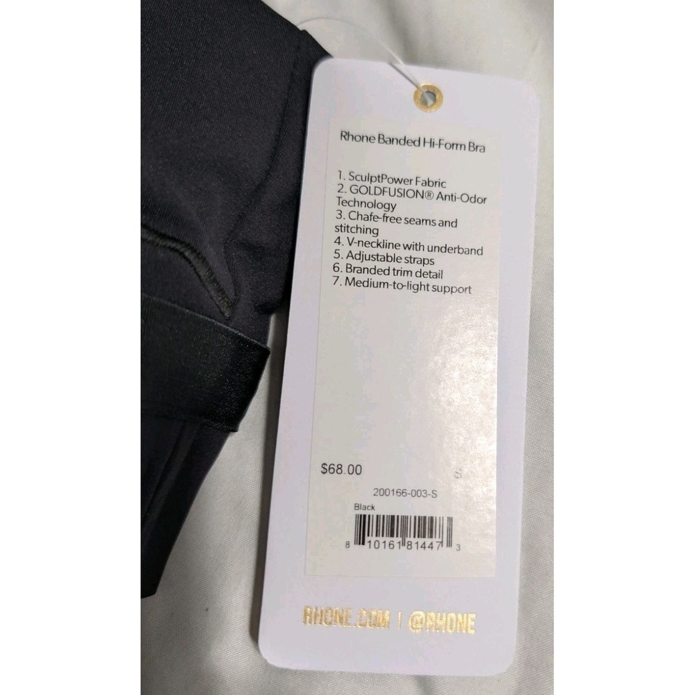 NWT Rhone Banded Hi-Form Sports Bra Womens Small Black Workout Yoga Gym - Picture 4 of 6